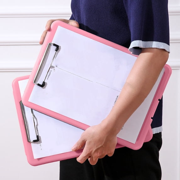 Heavy Duty Clipboard with Storage – High Capacity Nursing & Teacher Folder with Pen Holder, Waterproof Plastic Document Organizer Box,Pink