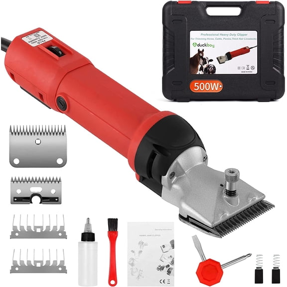 Heavy Duty Clippers for Thick Coats Animals, 500W Electric Shearing Machine for Horse Pony Cattle and Large Dogs Livestocks Grooming, 6 Speed & 2 Detachable Shearing Blades