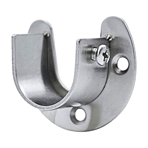 Heavy Duty Closet Rod Bracket, U-Shaped Stainless Steel End Support for Rods Approximately 1.3 Inches in Diameter, with Mounting Screws for Wardrobe, Shelf & Shower Curtain, 1Pc(Silver,1.6x1.4")