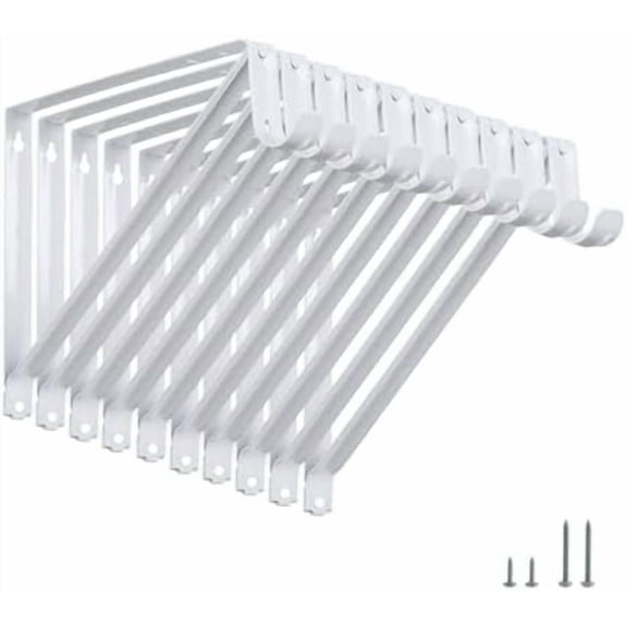 Heavy Duty Closet Shelf Rod Brackets Supports 250lbs, Wall Mounted Closet Shelves Bracket with Rod Shelving Support, White with Screws 10-Pack