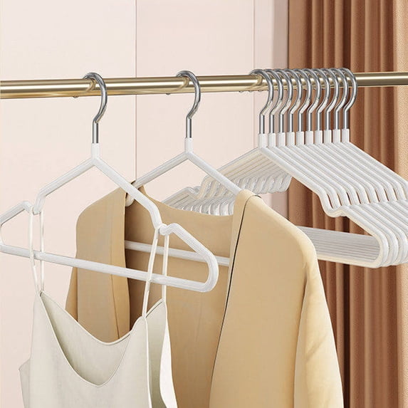 Heavy Duty Clothes Hanger Set, Non Slip Hangers with Steel Core for Shirts, Coats, Jackets, Trousers and Dresses, Space Saving Wardrobe Organization and Storage, 5 Pack