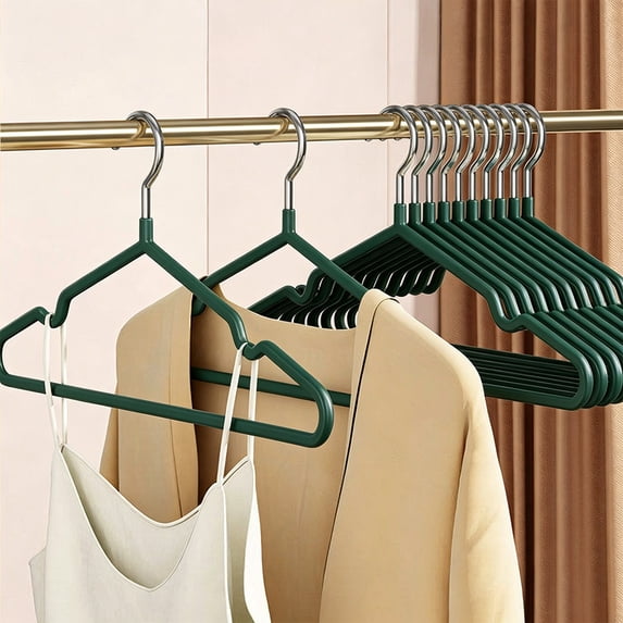 Heavy Duty Clothes Hanger Set, Non Slip Hangers with Steel Core for Shirts, Coats, Jackets, Trousers and Dresses, Space Saving Wardrobe Organization and Storage, 5 Pack