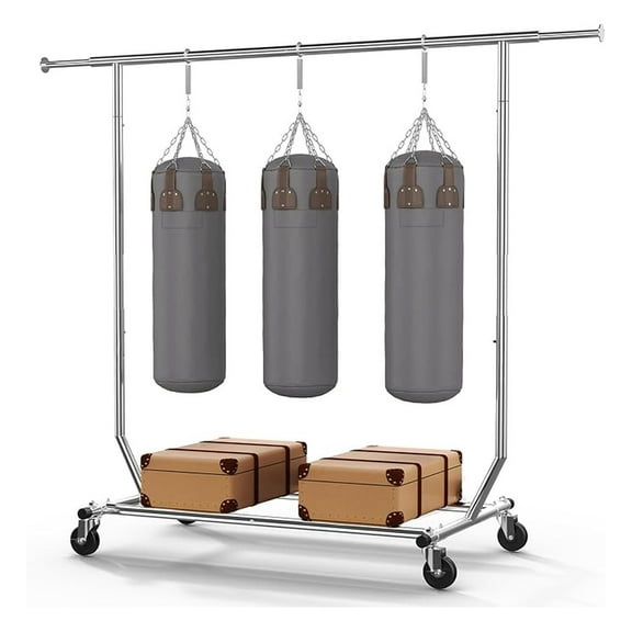 Heavy Duty Clothes Rack 300LBS, Portable Garment Rack with Wheels