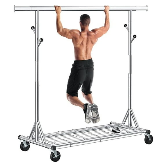 Heavy Duty Clothes Rack 530 LBS, Metal Garment Rack on Wheels, Adjustable Rolling Rack for Hanging Clothes, Collapsible Portable Rack