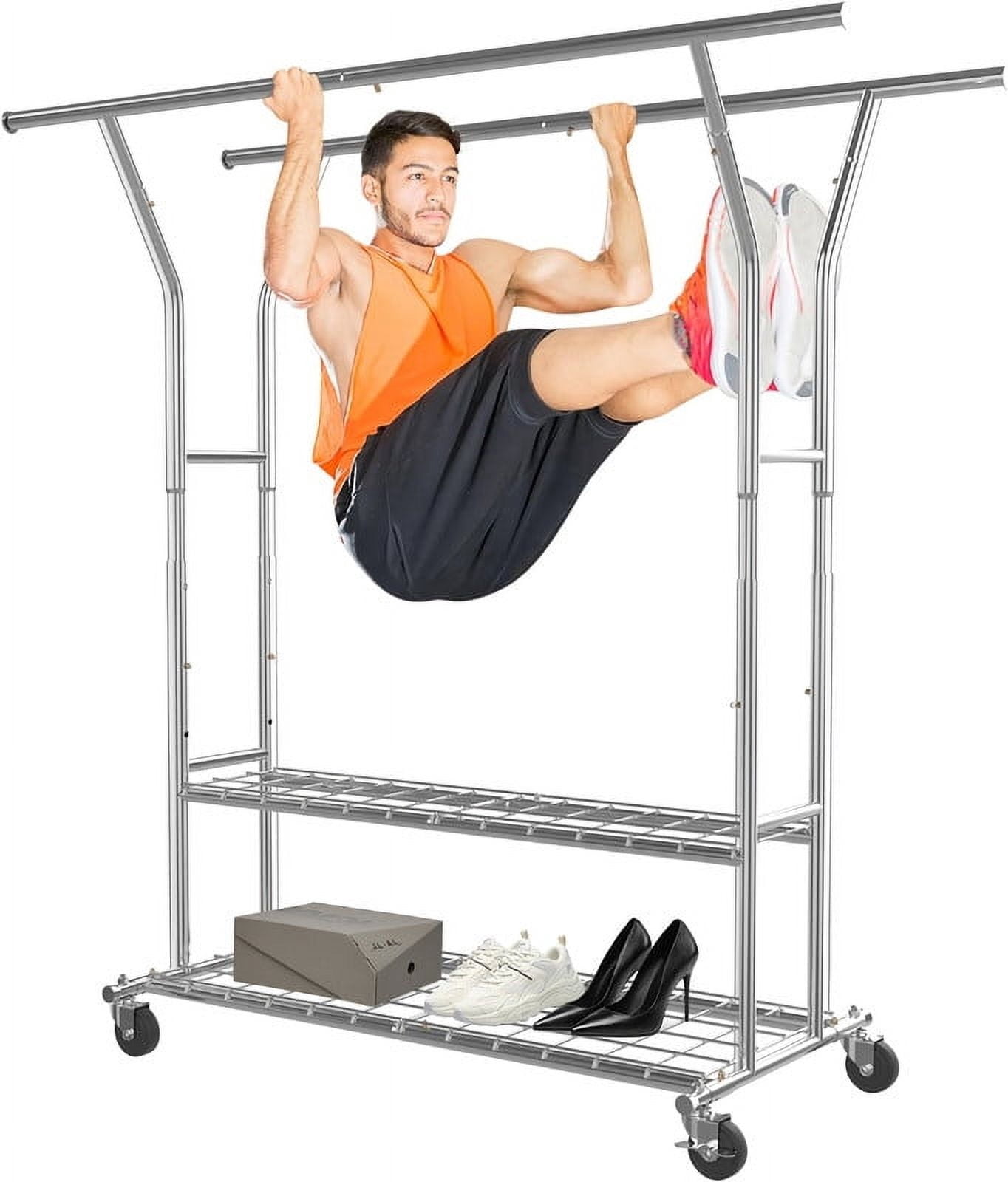 Heavy Duty Clothes Rack, 630LB Load Capacity, Rolling Garment Rack with ...