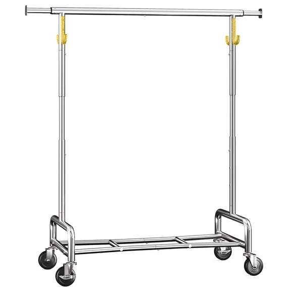 EnHomee Clothes Rack on Wheels 75"W Adjustable Garment Rack,Portable Closet for Hanging Clothes,with Storage Shelf＆Hooks for Bedroom,Laundry