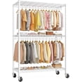 thumbnail image 1 of Heavy Duty Clothes Rack, 81" H Clothing Racks for Hanging Clothes, Portable Closet with Wheels and Adjustable Feet, Max Load 440LBS, White, 1 of 7