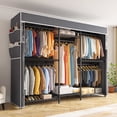 thumbnail image 1 of Heavy Duty Clothes Rack with Cover Loads 900LBS, Clothing Racks for Hanging Clothes, Freestanding& Adjustable Closet with Cover, Black, 74.9" Wx17.8 Dx76.9 H, 1 of 7