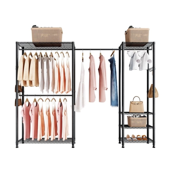 Heavy Duty Clothes Rack, Garment Rack Freestanding - 800lbs Capacity, Steel Frame, Adjustable Shelves & Rods for Bedroom, Closet, Store