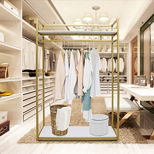 Heavy Duty Clothes Rack,Gold Garment Rack,Freestanding Gold Pipe ...