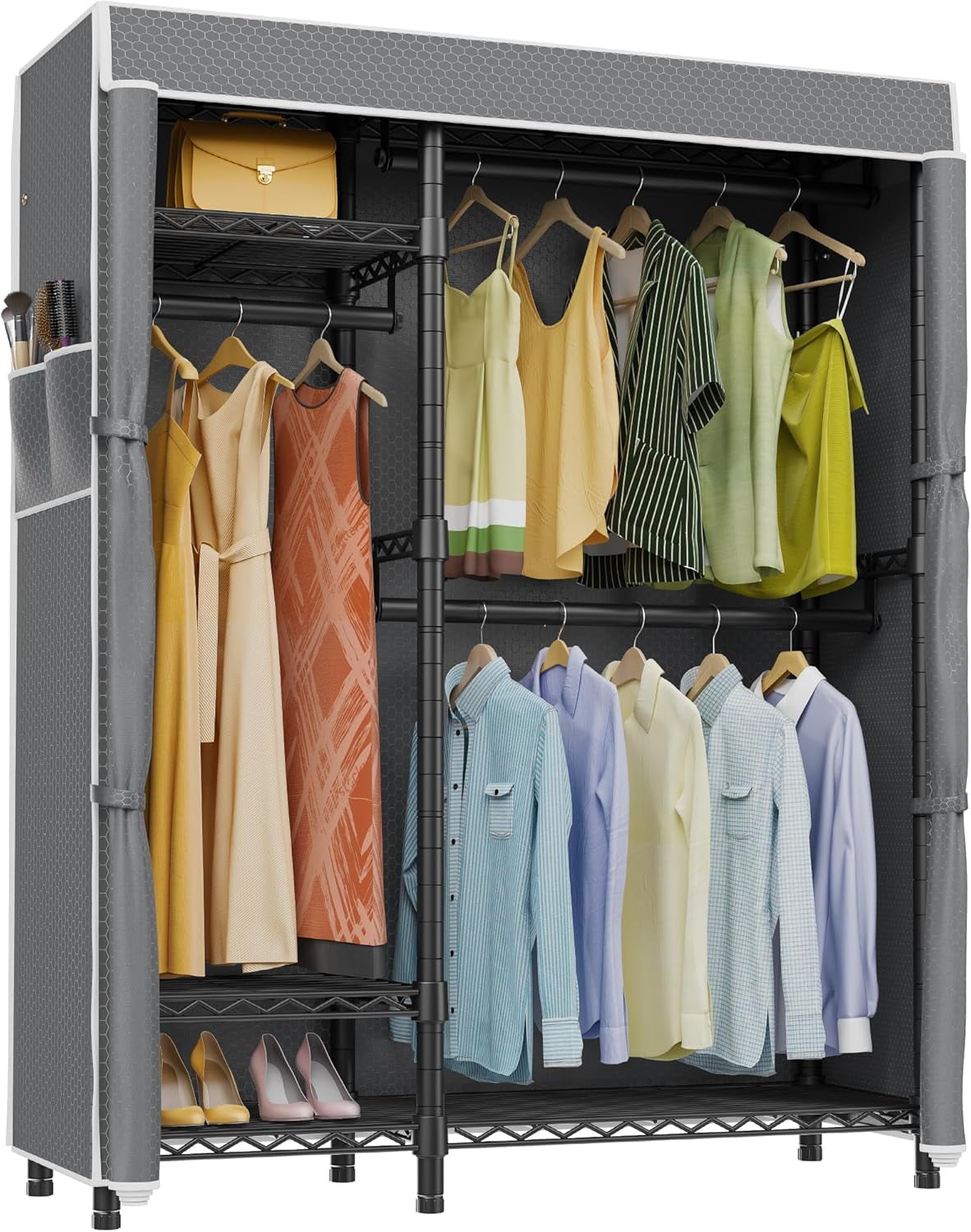 Heavy Duty Clothes Rack with Grey Upgraded Polyester Cover ...