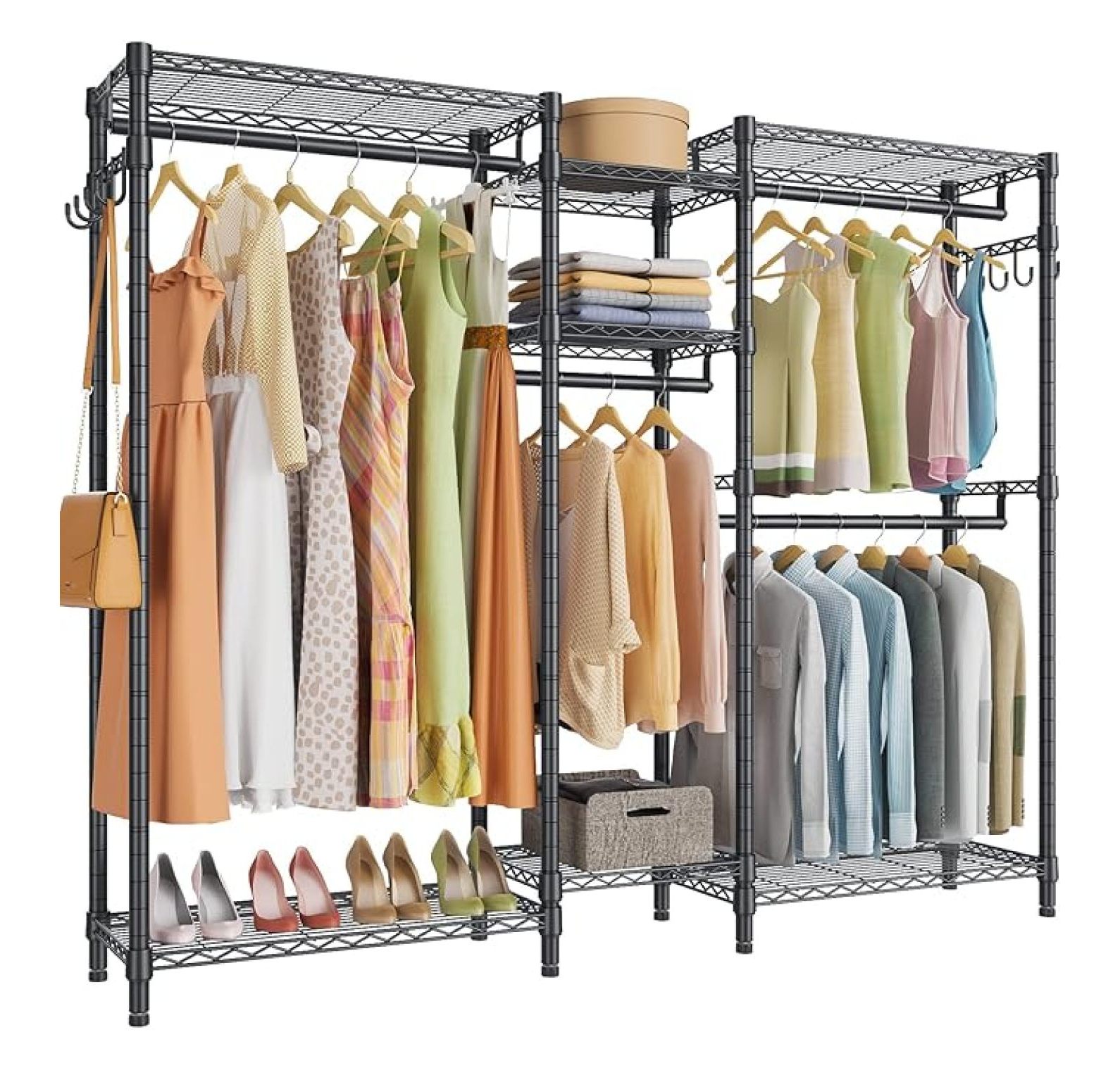 Extra Large Garment Rack Heavy Duty Clothes Rack for Hanging Clothes, Large Garment Rack with ...