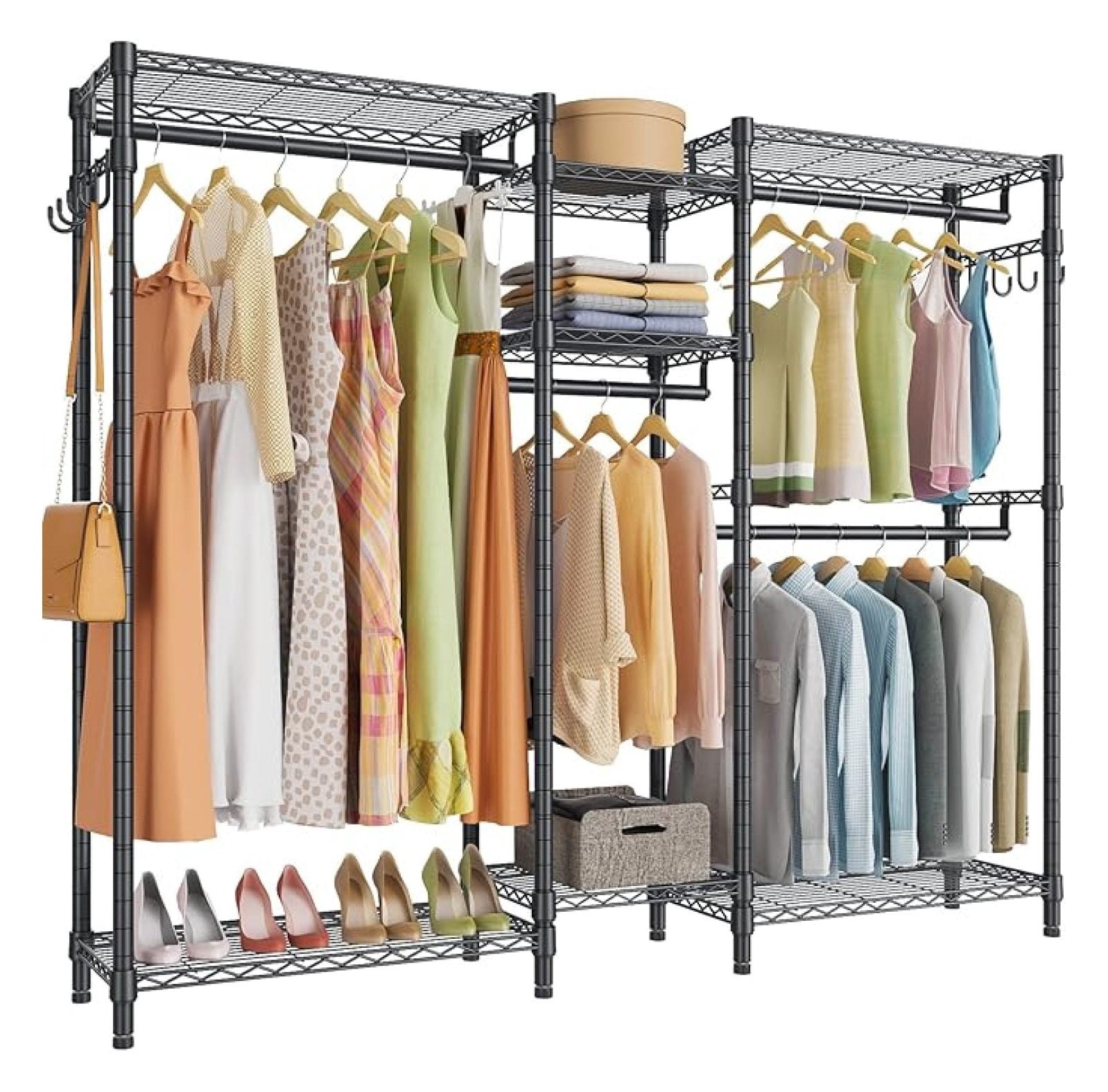 Heavy Duty Clothes Rack for Hanging Clothes, Large Garment Rack with