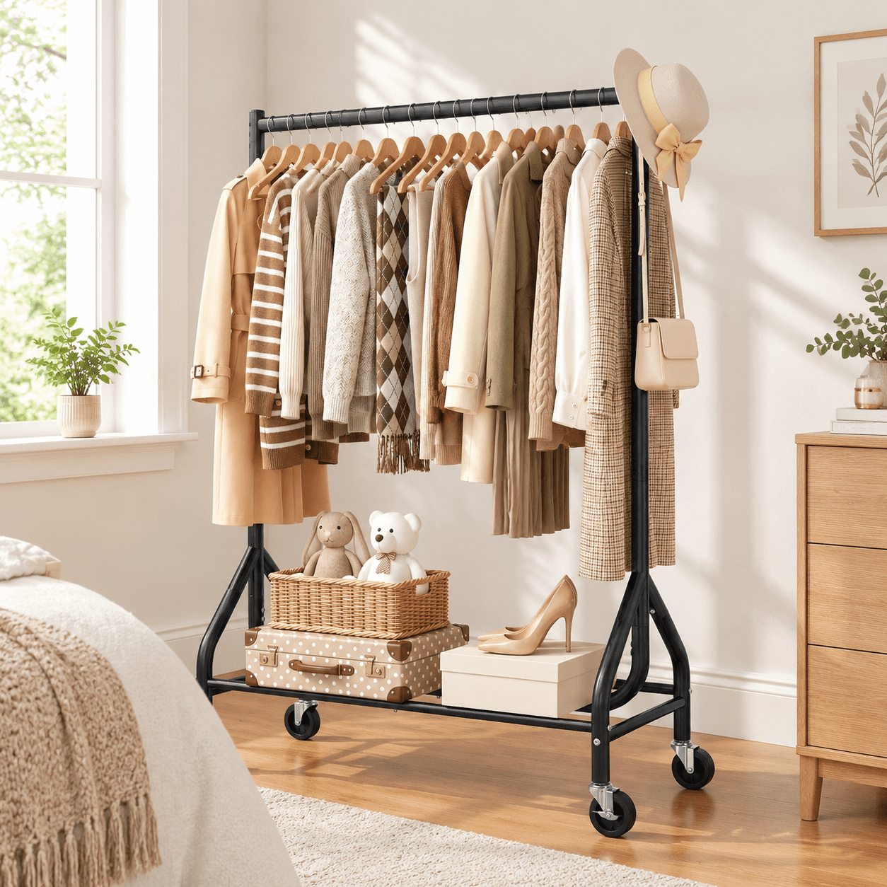 Heavy Duty Clothes Rack Load 268 Lbs 31.5 Inch Hanging Rod Black ...