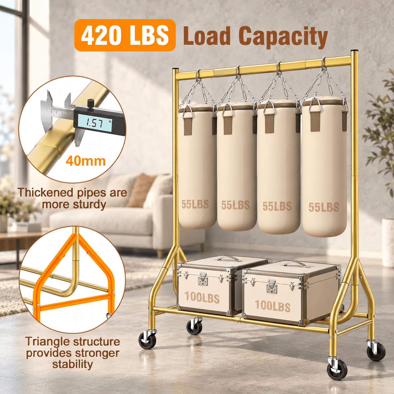 Transportable Clothes Rack Heavy Duty Clothes Rack Load 420 Lbs Rolling Garment Organizer With ...