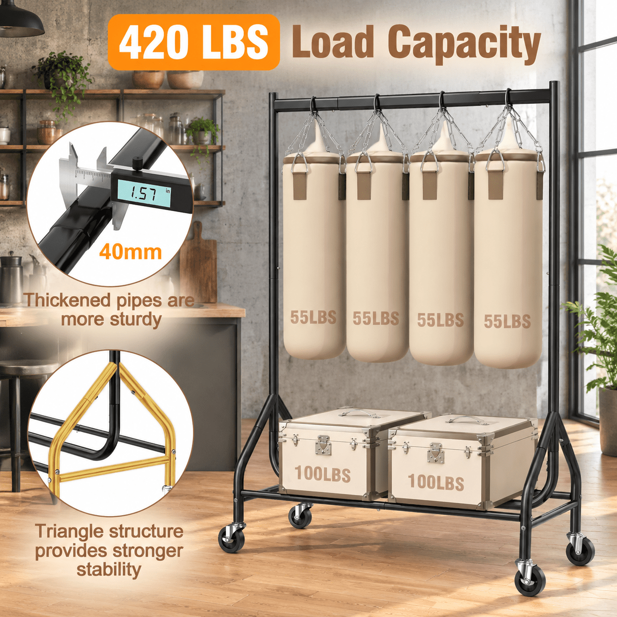 Transportable Clothes Rack Heavy Duty Clothes Rack Load 420 Lbs Rolling Garment With Lockable ...