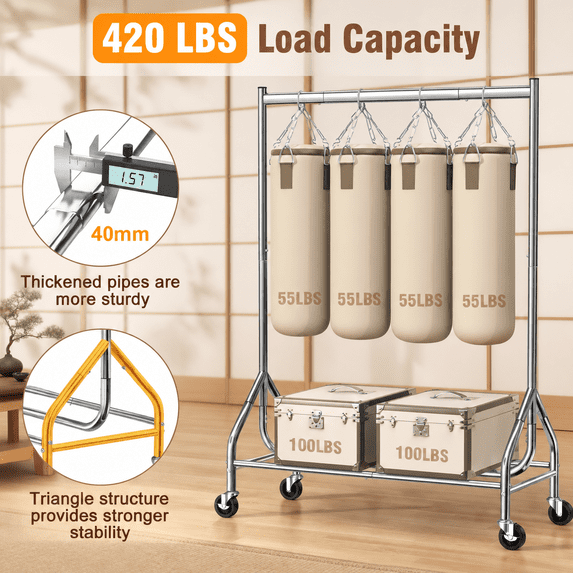 Transportable Clothes Rack Heavy Duty Clothes Rack Load 420 Lbs Rolling Garment With Lockable ...