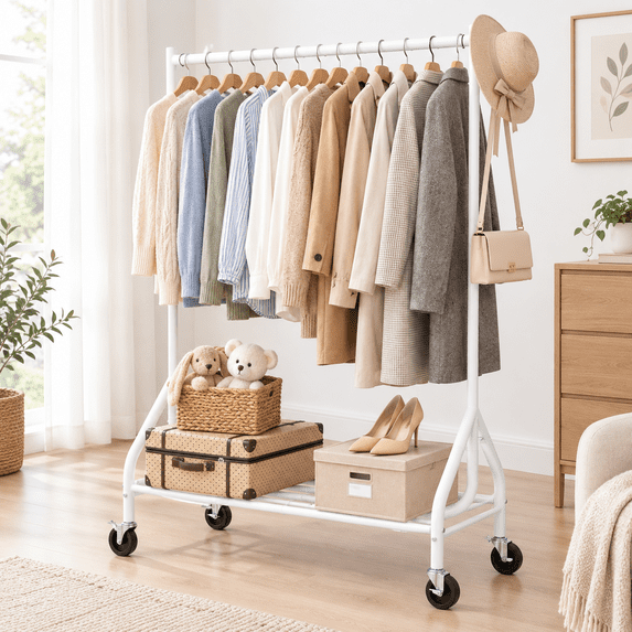 Transportable Clothes Rack Heavy Duty Clothes Rack Load 420 Lbs Rolling Garment With Lockable ...
