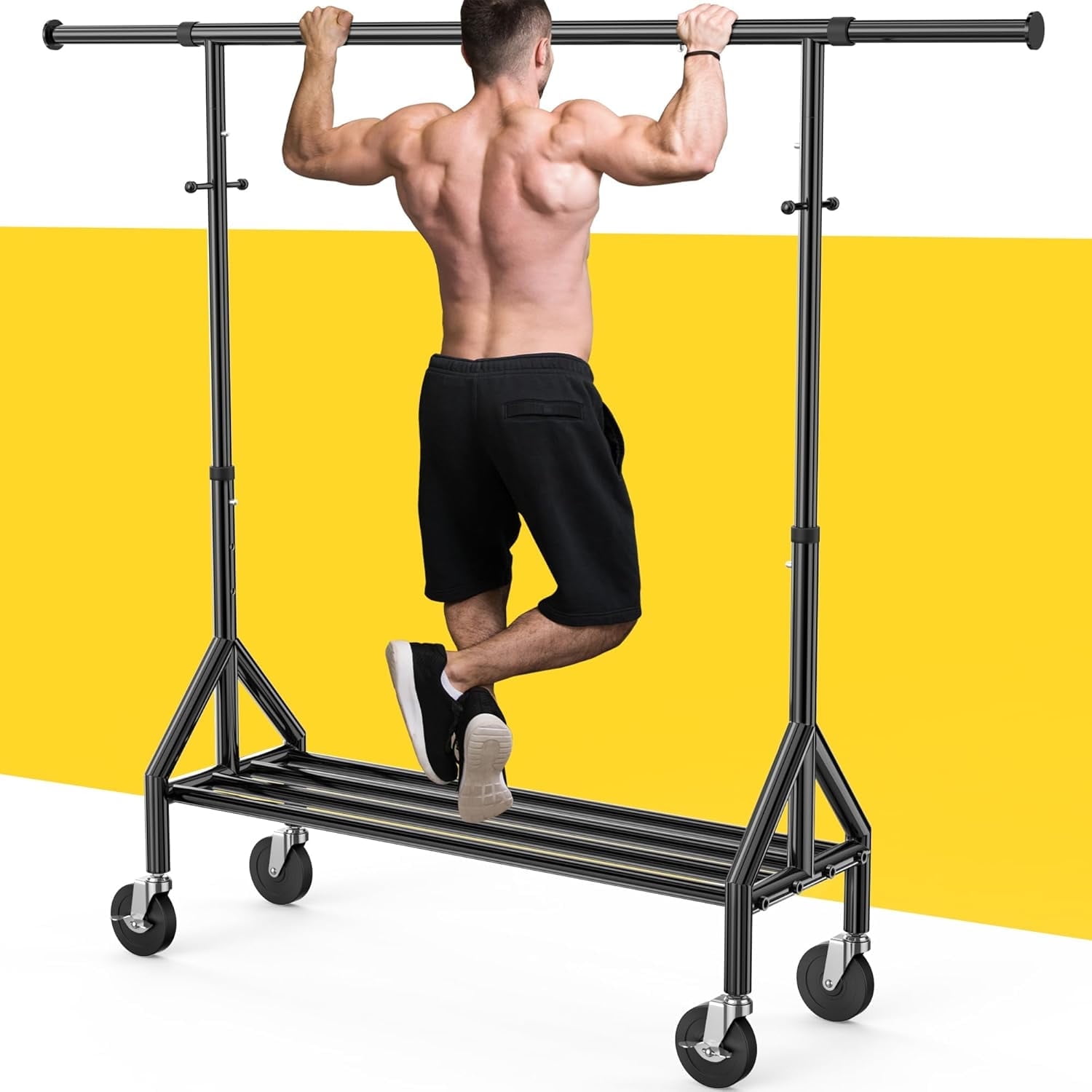 Heavy Duty Clothes Rack Load 520LBS, Adjustable Rolling Clothing Rack ...