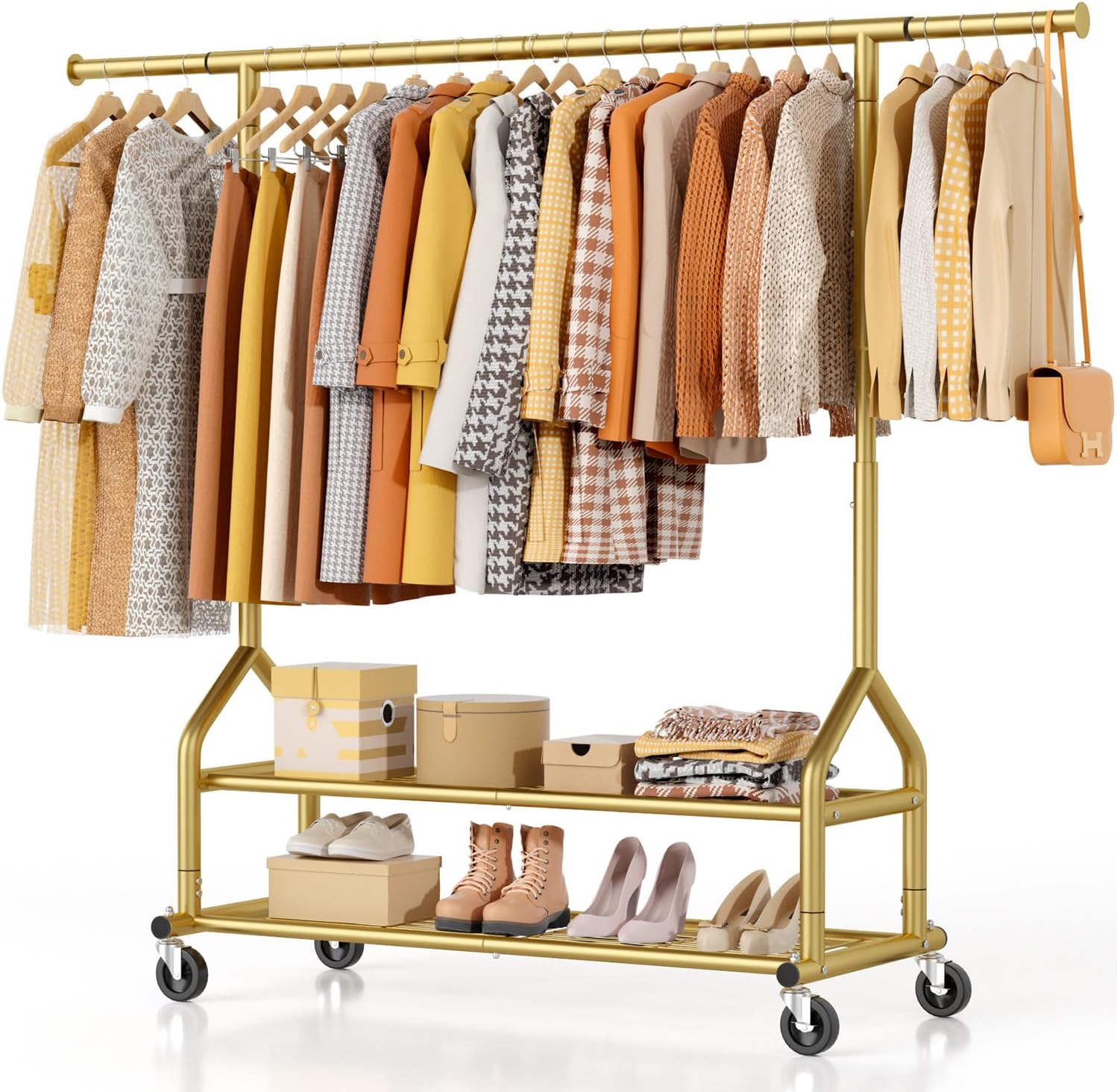 Heavy Duty Clothes Rack Load 556 LBS, Rolling Clothing Rack With ...