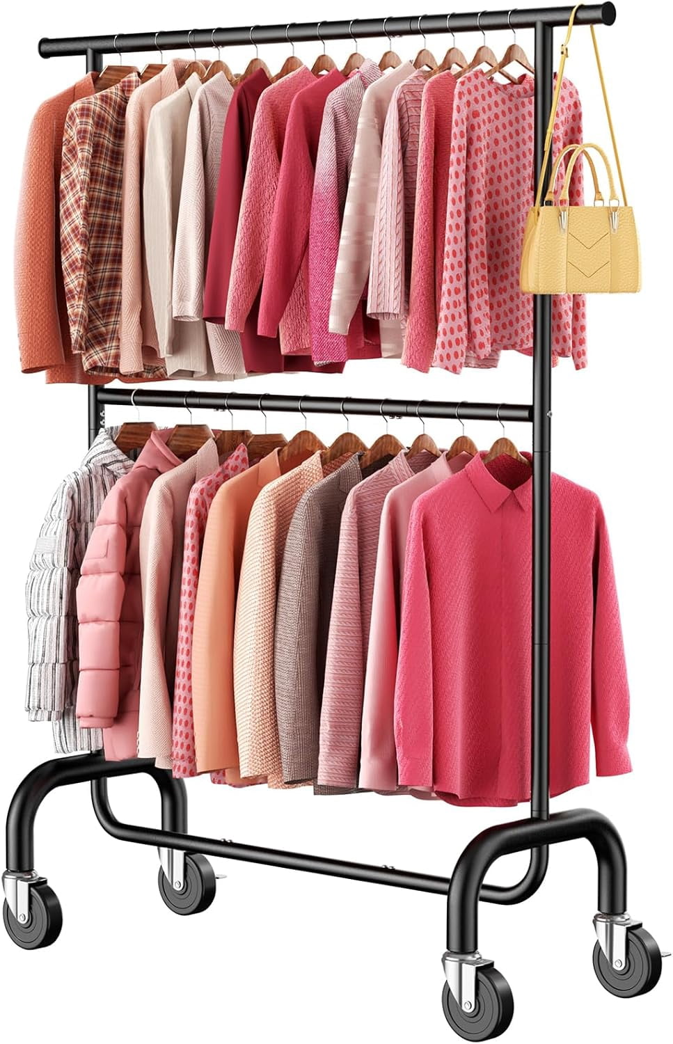 Heavy Duty Clothes Rack Load 600 LBS, Rolling Clothing Rack for Hanging ...