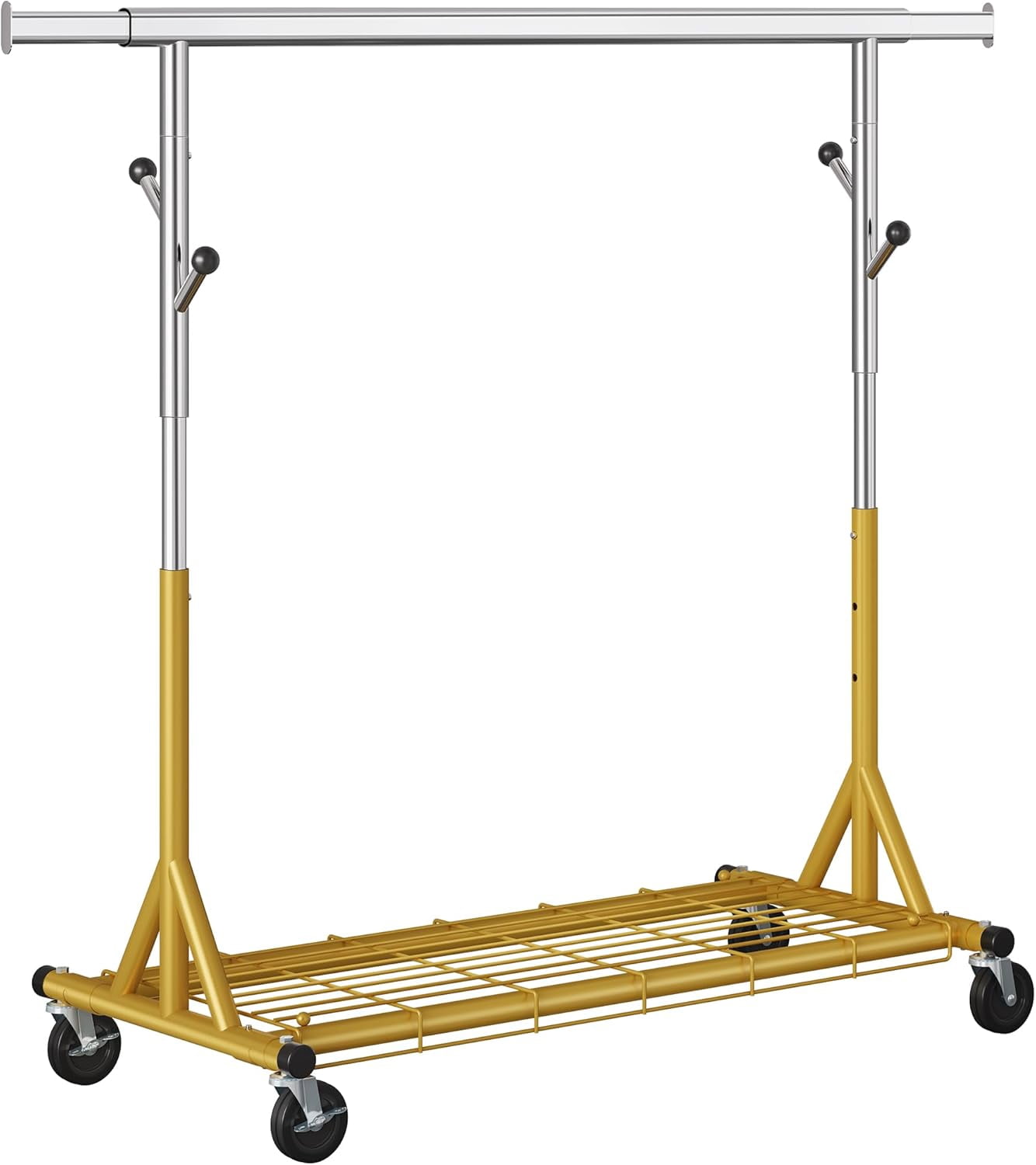 Heavy Duty Clothes Rack Load 620 Lbs, Double Rod Rolling Clothing Rack ...