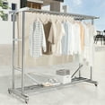 thumbnail image 1 of Heavy Duty Clothes Rack MAX Loads 1000LBS, Rolling Clothing Rack for Hanging Clothes, Floor Standing Garment Rack Double Rail with Wheels, 1 of 10