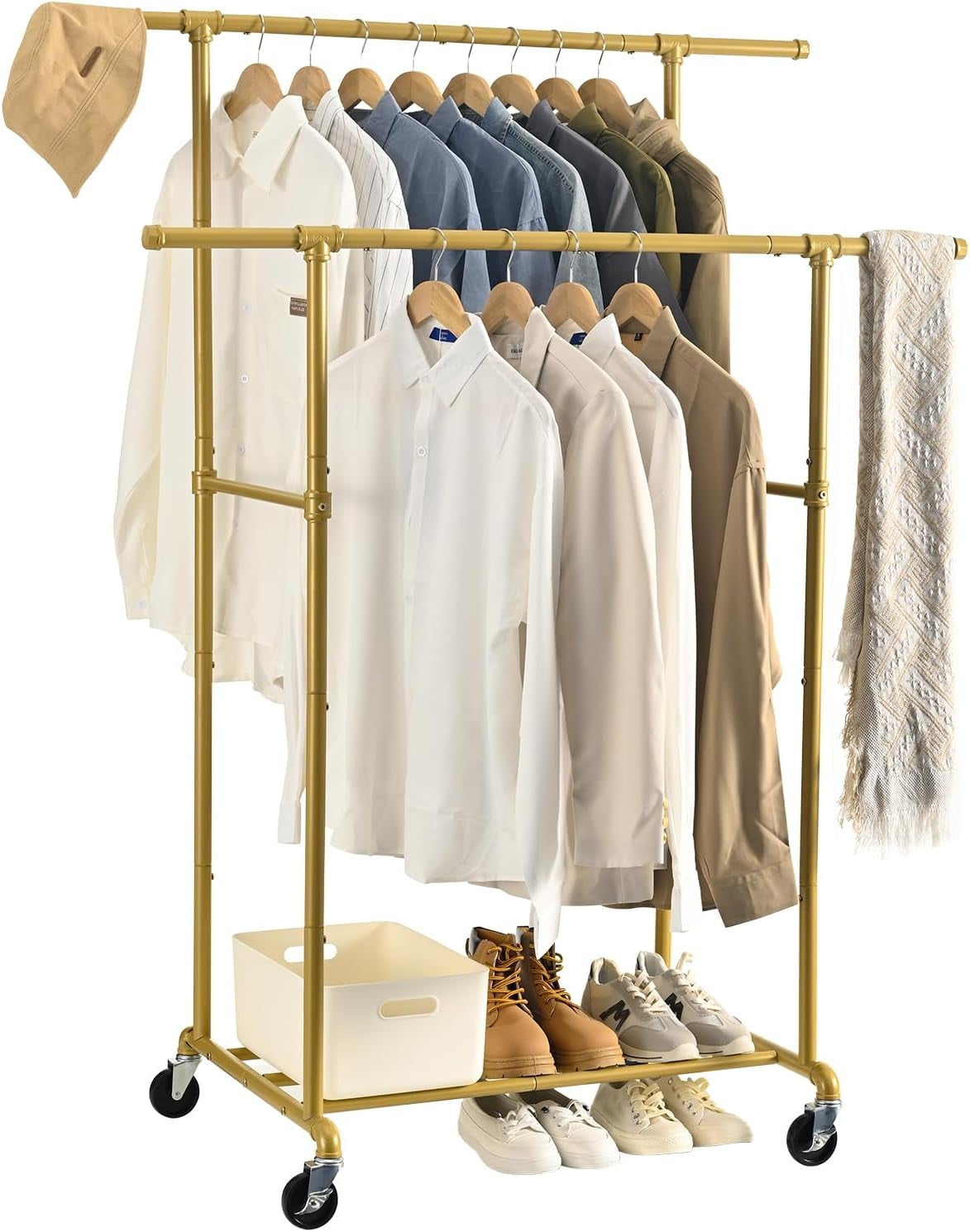 Heavy Duty Clothes Rack, Rolling Clothing Rack, Garment Rack with ...