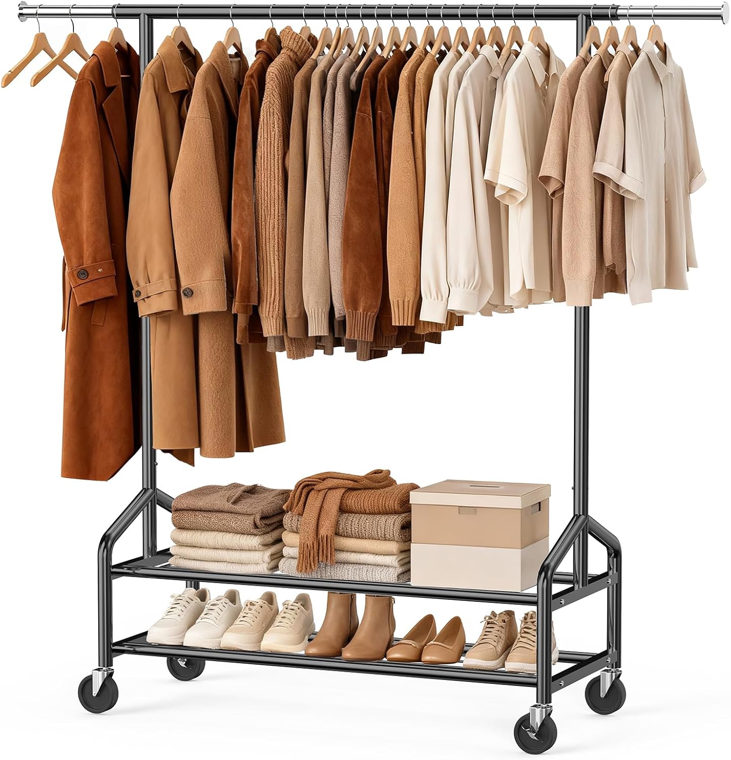 Heavy Duty Clothes Rack, Rolling Clothing Rack for Hanging Clothes with ...