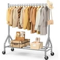 thumbnail image 1 of Clothes Rack Load 420 LBS, .2" Long Rolling Garment Rack with Lockable Wheels, Standing  Clothing Hanger, Portable Wardrobe Sturdy Coat Organizer for  Clothes (), 1 of 8
