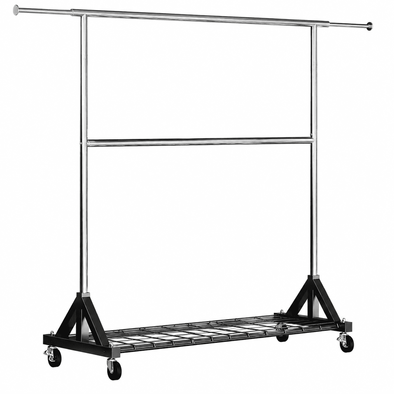 Garment Rack Silver Heavy Duty Clothes Rack with Lockable Wheels Load 600 LBS, Silver ...