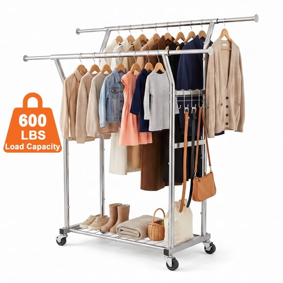 Transportable Clothes Rack Heavy Duty Clothes Rack Load 420 Lbs Rolling Garment With Lockable ...