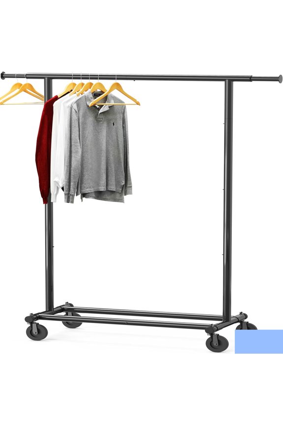 Heavy Duty Clothing Garment Rack, Holds Up to 150 lbs, 42 to 67 Inches Extendable Rod, Black