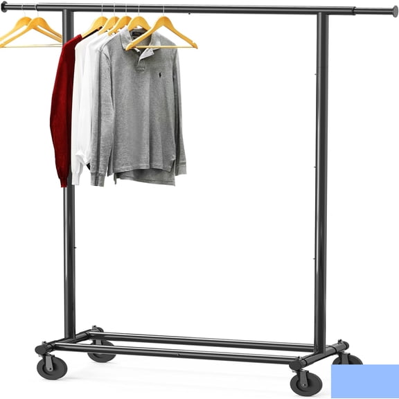 Heavy Duty Clothing Garment Rack, Holds Up to 150 lbs, 42 to 67 Inches Extendable Rod, Black