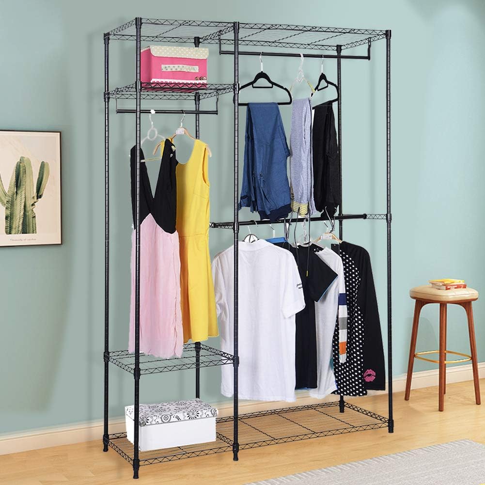 Wire Racking Clothes Heavy Duty Clothing Garment Rack Wire Shelving Closet Clothes Stand ...
