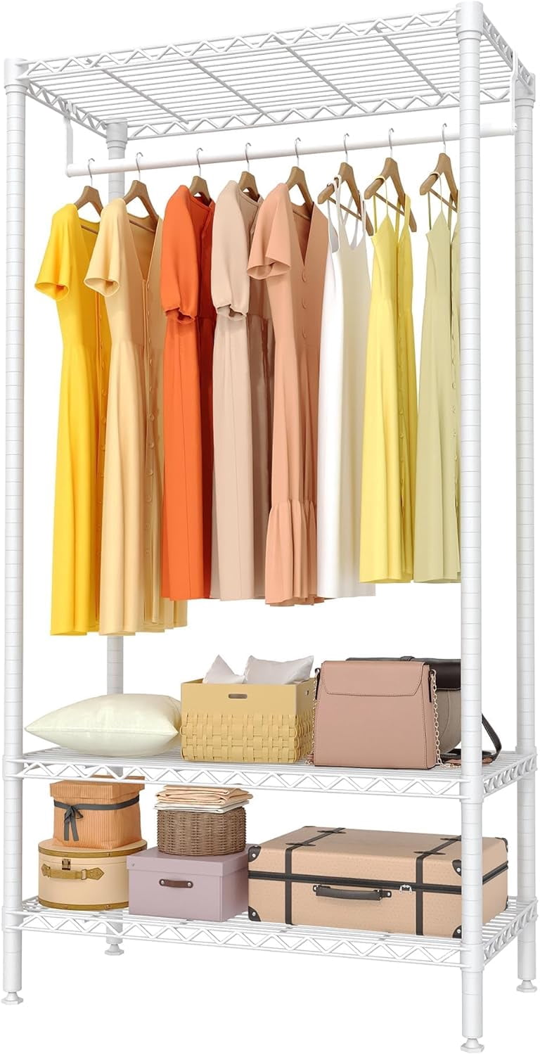 Apparel Wire Racks Heavy-Duty Clothing Rack with Adjustable Wire Shelving, Freestanding ...