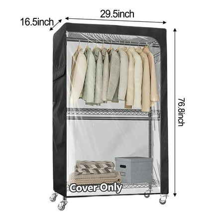 Heavy Duty Clothing Rack Cover Waterproof Dustproof With Clear Pvc Window