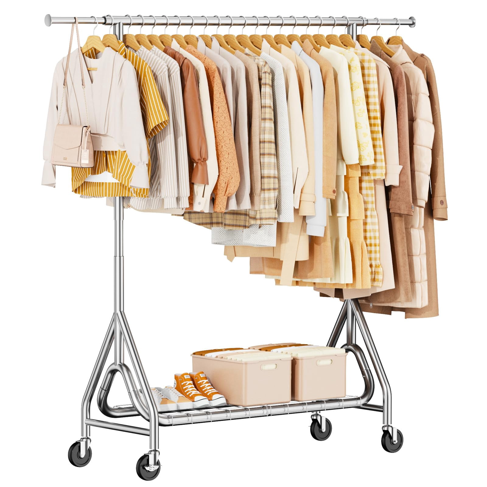 Heavy Duty Clothing Rack Metal Clothes Load 450 Lbs Rolling Coat Racks ...