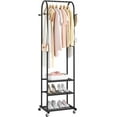 thumbnail image 1 of Heavy Duty Clothing Rack with Wheels,Modern Garment Rack with 3 Metal Shelves, 71.8Inches Display Rack for Hanging Clothes, Hanging Rod for Small Space,Black, 1 of 14