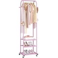 thumbnail image 1 of Heavy Duty Clothing Rack with Wheels,Modern Garment Rack with 3 Metal Shelves, 71.8Inches Display Rack for Hanging Clothes, Hanging Rod for Small Space,Pink, 1 of 14