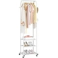 thumbnail image 1 of Heavy Duty Clothing Rack with Wheels,Modern Garment Rack with 3 Metal Shelves, 71.8Inches Display Rack for Hanging Clothes, Hanging Rod for Small Spaces,White, 1 of 12