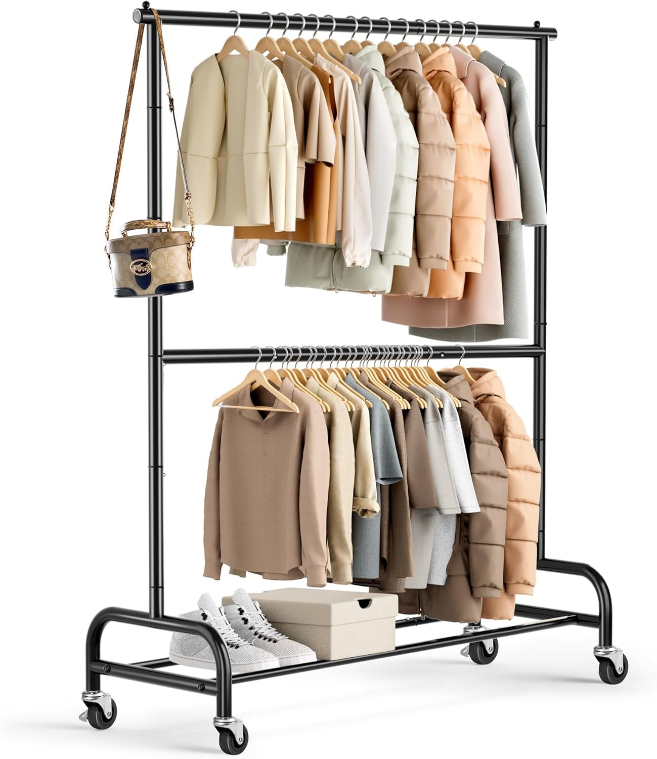Heavy Duty Clothing Racks for Hanging Clothes Rack Double Rod Garment ...