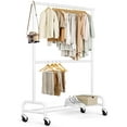 thumbnail image 1 of Heavy Duty Clothing Racks for Hanging Clothes Rack Double Rod Garment Rack Rolling Closet Wardrobe on Wheels, Metal, Adjustable (White), 1 of 14