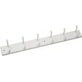Heavy Duty Coat and Hat Hook Rail 6 Hooks, 27 Inches White/White