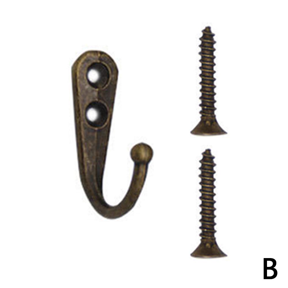 Heavy Duty Coat Hooks Wall Mounted with Screws Retro Double Hook UK