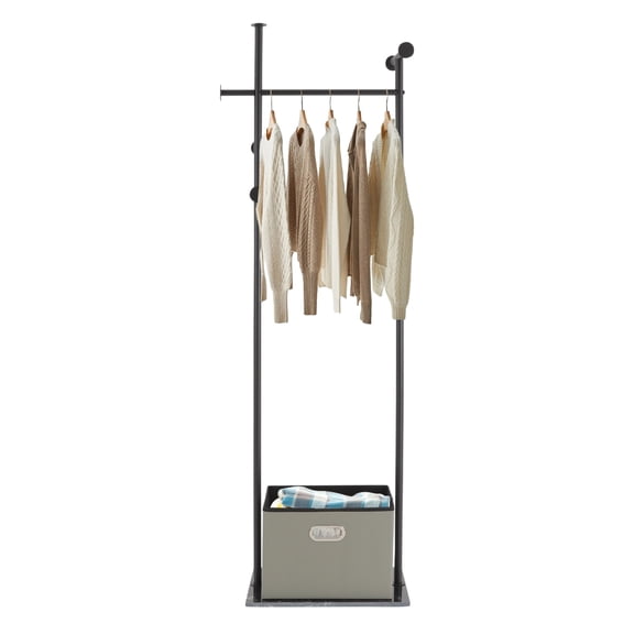 Heavy Duty Coat Rack, Freestanding Coat Stand, Marble Base Corner Coat Rack(Black+Grey)