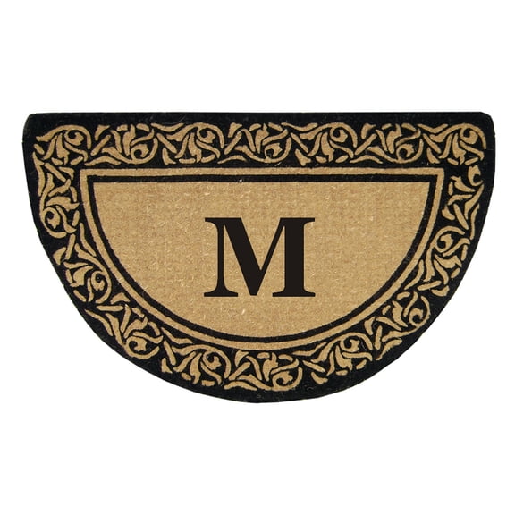 Heavy Duty Coir Door Mat Bella, Monogram M - 22" x 36"