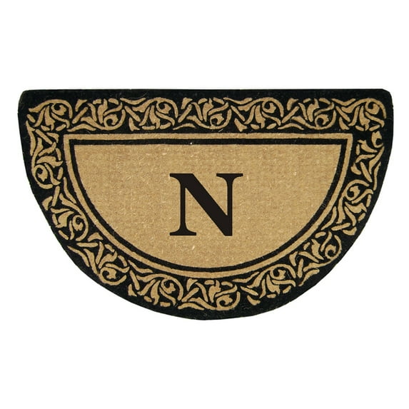 Heavy Duty Coir Door Mat Bella, Monogram N - 22" x 36"