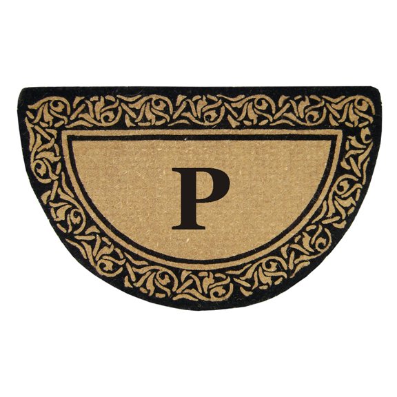Heavy Duty Coir Door Mat Bella, Monogram P - 22" x 36"