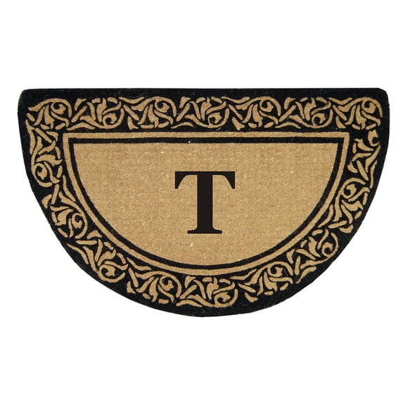 Heavy Duty Coir Door Mat Bella, Monogram T - 22" x 36"